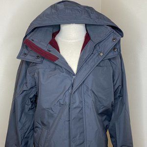 Hollister All-Weather Fleece-Lined Hooded Mens Jacket Gray Burgandy M Medium NWT